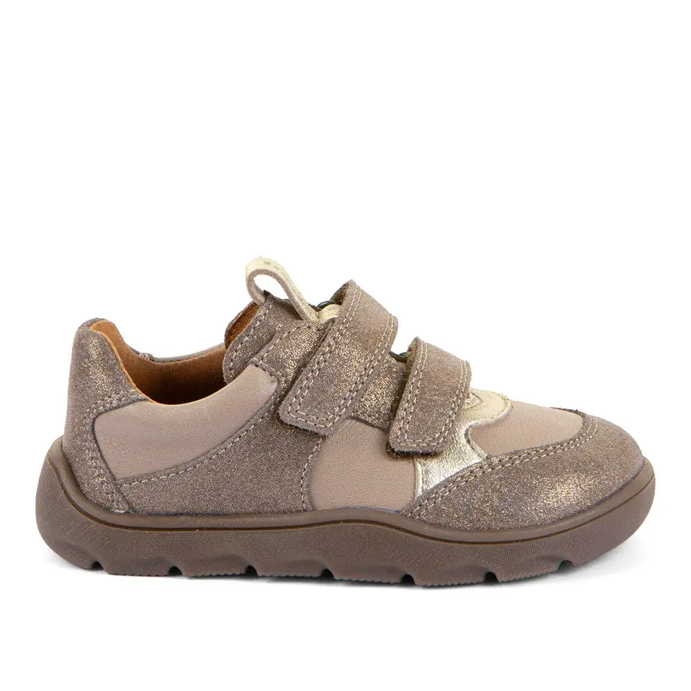Froddo Zeru Spring infantil en piel beige y bronce con dos velcros, vista lateral
